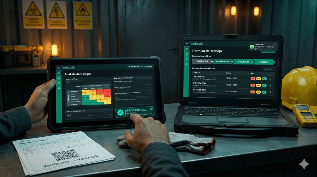 Veriwork en campo: análisis de riesgos digital y permisos de trabajo en revisión y aprobación